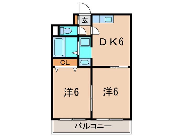 ド・ウェル瑞穂(2DK/2階)の間取り写真