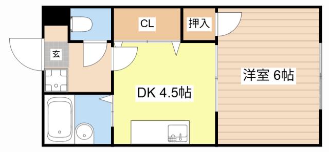 ジョンズフラット(1DK/1階)の間取り写真