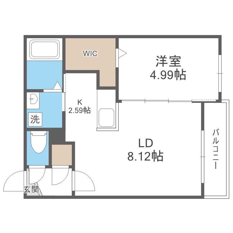 N7W11MS(1LDK/3階)の間取り写真