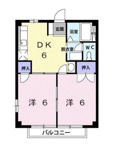 エステートA(2DK/2階)の間取り写真