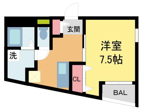 GKレジデンス向月町(1K/1階)の間取り写真