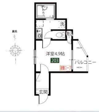メルディア梅島II(1K/2階)の間取り写真