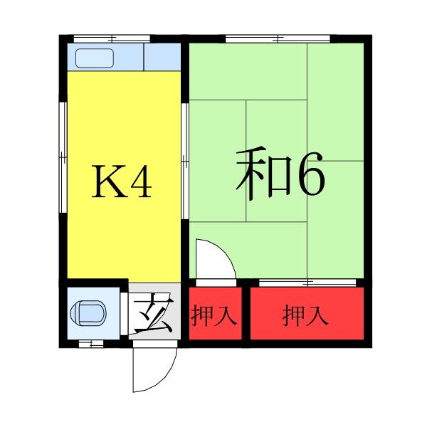 第2丸長荘(1K/2階)の間取り写真
