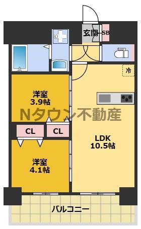 プレサンス上前津ディアシス(2LDK/9階)の間取り写真