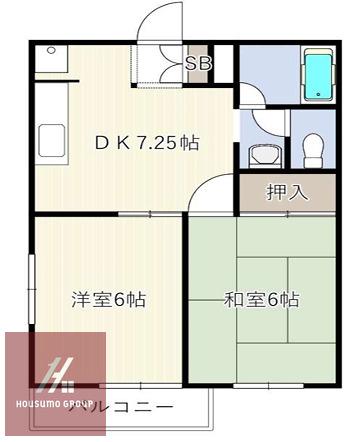 木村ハイツ(2DK/2階)の間取り写真