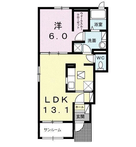 グランリールII(1LDK/1階)の間取り写真