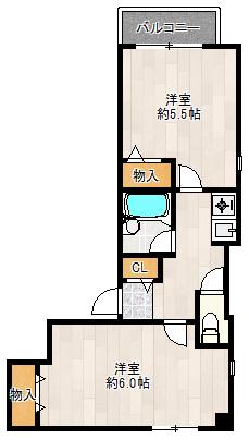 レクシア服部本町(1K/3階)の間取り写真