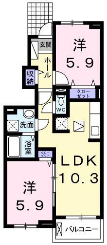 メゾン・スクォラプリマI(2LDK/1階)の間取り写真