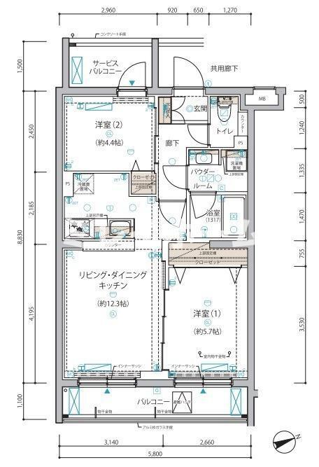 ARCOBALENO HANEDAII(2LDK/4階)の間取り写真