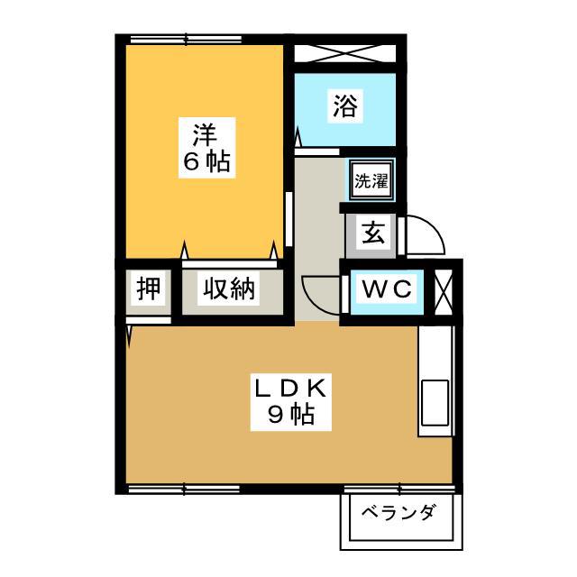 アロールート(1LDK/1階)の間取り写真