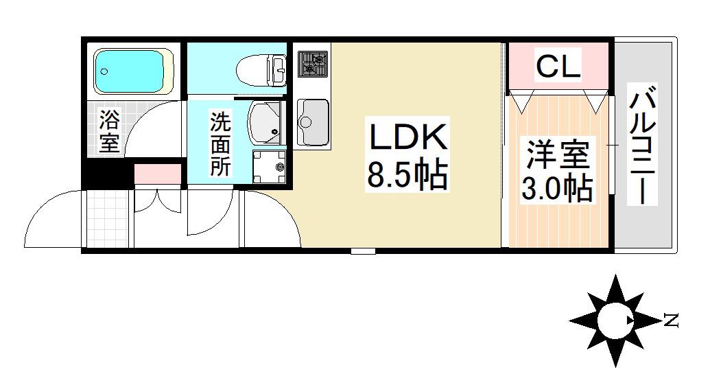 グランテラス新瑞橋(1LDK/2階)の間取り写真