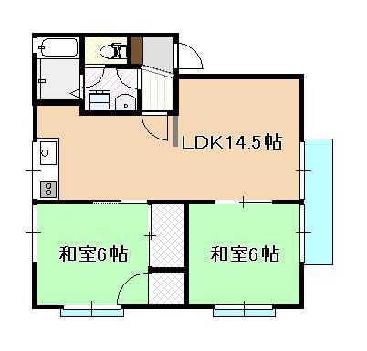 クレセント21(2LDK/1階)の間取り写真