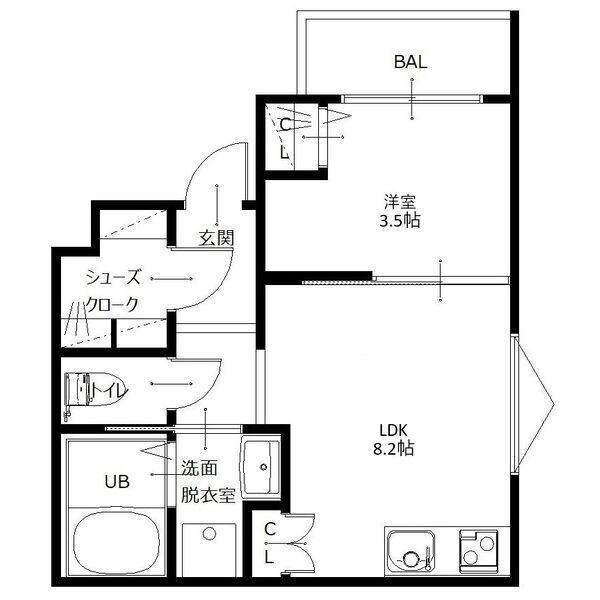 GM HILLS 野里(1LDK/2階)の間取り写真