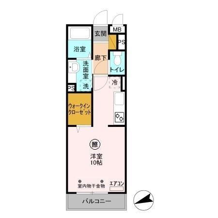 メルヴェーユ花水木I(ワンルーム/1階)の間取り写真