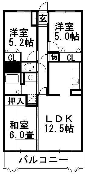 グレージュ長後(3LDK/2階)の間取り写真
