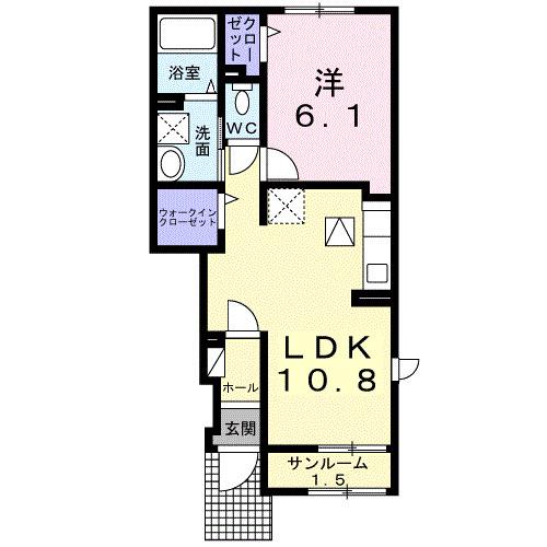 アルバーダ 1LDKHW(1LDK/1階)の間取り写真
