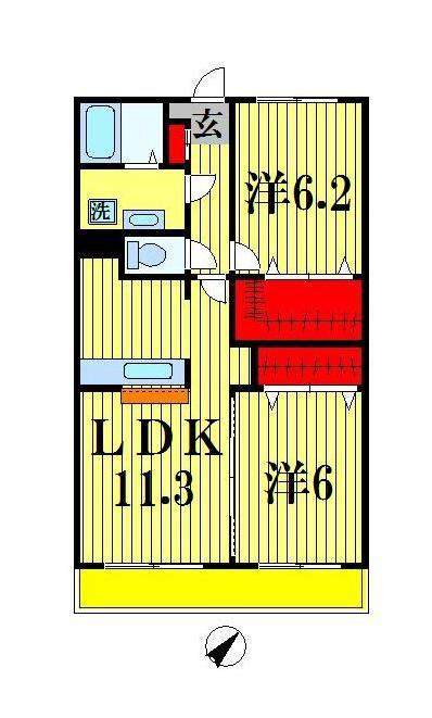 ONESSWEETHOMEII(2LDK/3階)の間取り写真