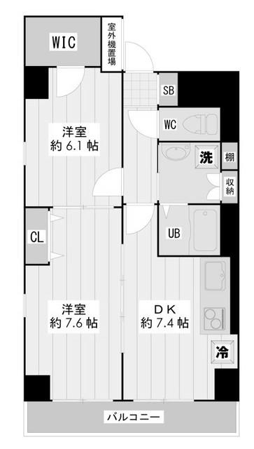 グランシャリオ篠崎(2DK/1階)の間取り写真