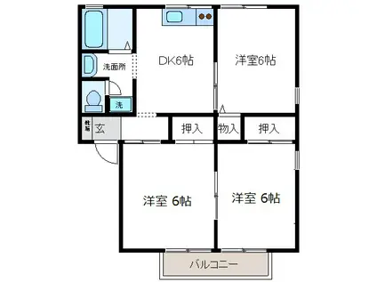 キャピタルA(3DK/2階)の間取り写真