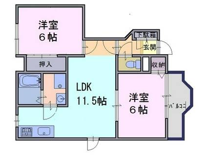 リブ本郷(2LDK/1階)の間取り写真