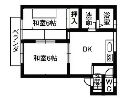 コーポトワ・エ・モア(2DK/2階)の間取り写真