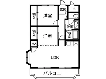 レジデンス・ラ・ヴィータ(2LDK/2階)の間取り写真