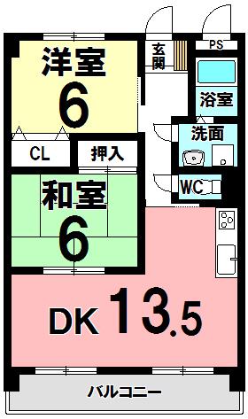 ジュエルタウン(2LDK/1階)の間取り写真