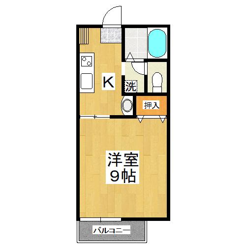 モンシェリ(1K/1階)の間取り写真