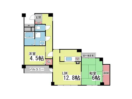 フェリカ大和(2LDK/3階)の間取り写真