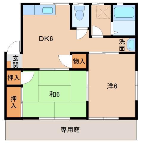 ローズ北出島(2DK/1階)の間取り写真