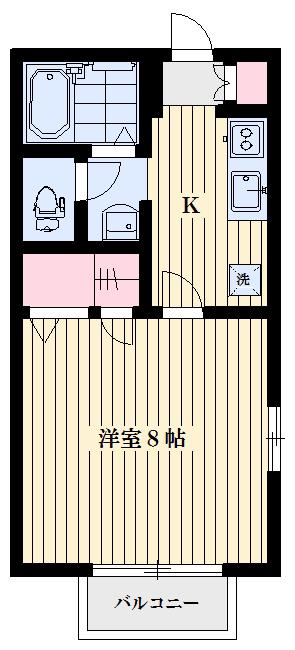フォールバレー(1K/2階)の間取り写真