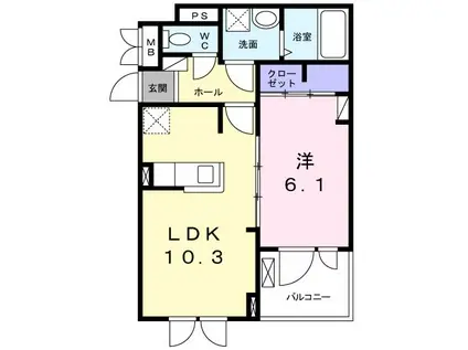 フィオーレ・タチバナC(1LDK/2階)の間取り写真
