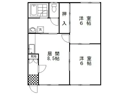 メゾンあすか(2DK/2階)の間取り写真