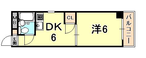 三甲イエム(1DK/5階)の間取り写真