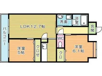 LEAD大手町(2LDK/6階)の間取り写真