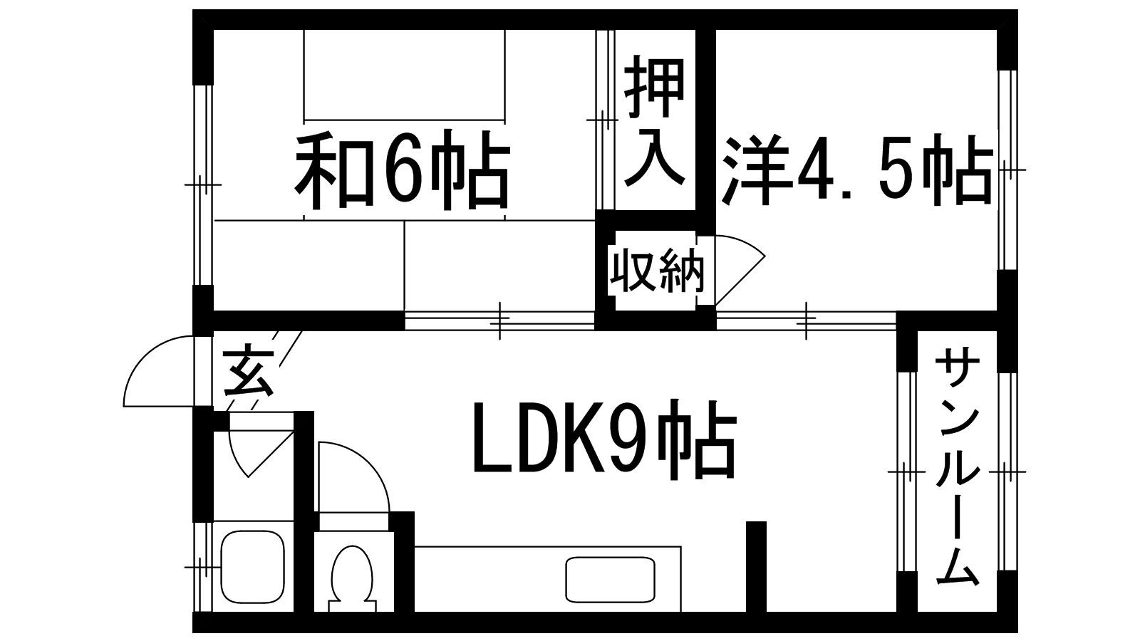 島上マンション北棟(2LDK/2階)の間取り写真