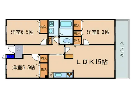 エクレール西井(3LDK/4階)の間取り写真