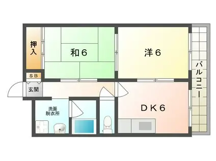 メゾンルリア(2DK/3階)の間取り写真