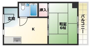 シャト-ピネール(1K/6階)の間取り写真