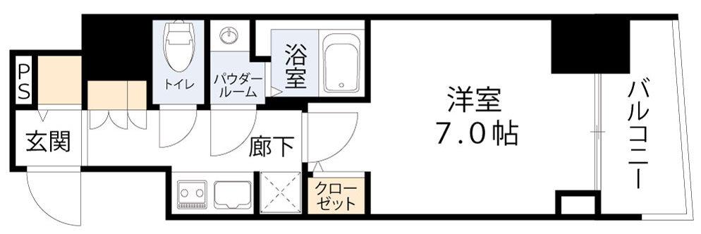 S-RESIDENCE福島玉川TRES(1K/5階)の間取り写真