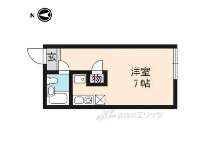 パインフィールド北白川2(1K/2階)の間取り写真