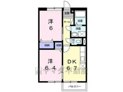 エトワールⅢ(2DK/2階)の間取り写真