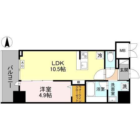 ストーリア茨木(1LDK/8階)の間取り写真