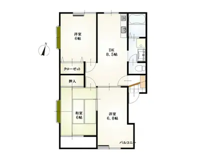 サンハイツ(3DK/1階)の間取り写真