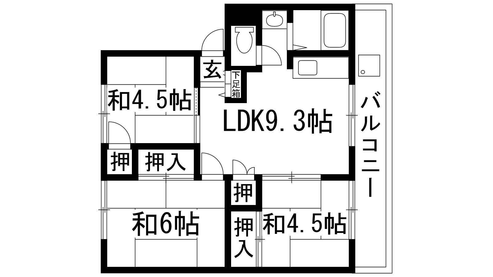 絹延コーポ(3LDK/4階)の間取り写真