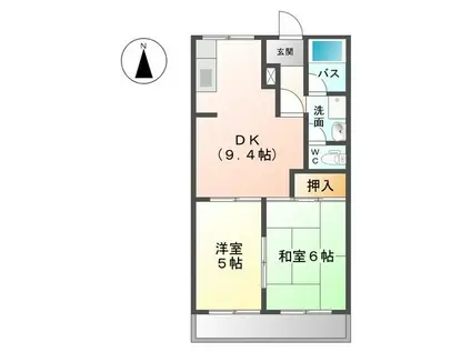 アーバンハイムサカイA棟(2DK/2階)の間取り写真