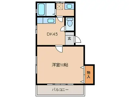 グローバルハイムA棟(1DK/2階)の間取り写真