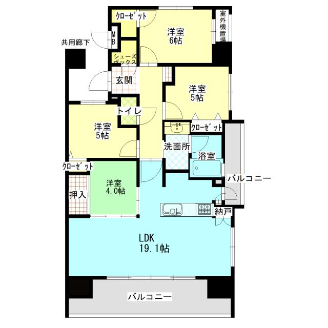 サンパーク延岡中央レジデンス(4LDK/2階)の間取り写真