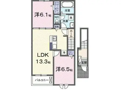 ヒカルサ沼津大塚(2LDK/2階)の間取り写真
