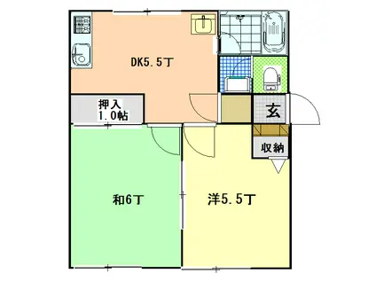 レイメイII(2DK/2階)の間取り写真